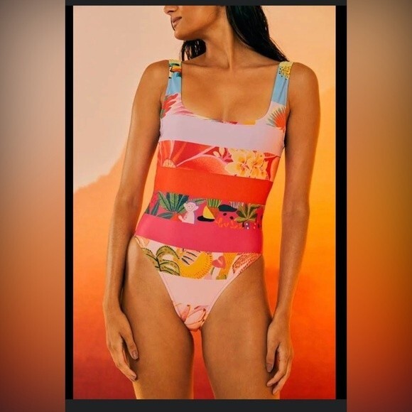 Farm rio Ombre Forest One-Piece Swimsuit NWT SzS - Picture 5 of 7